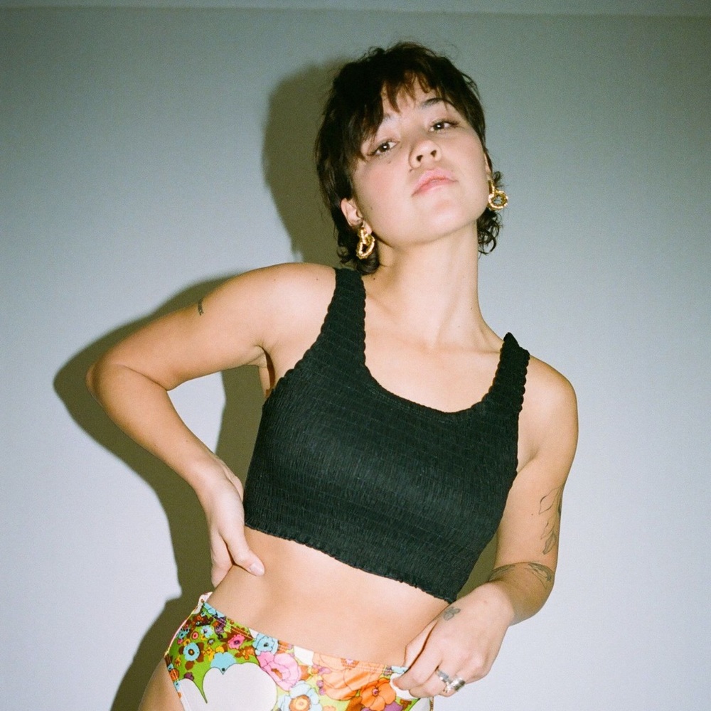 Wray NYC Ilana Smocked Top in Soot XS